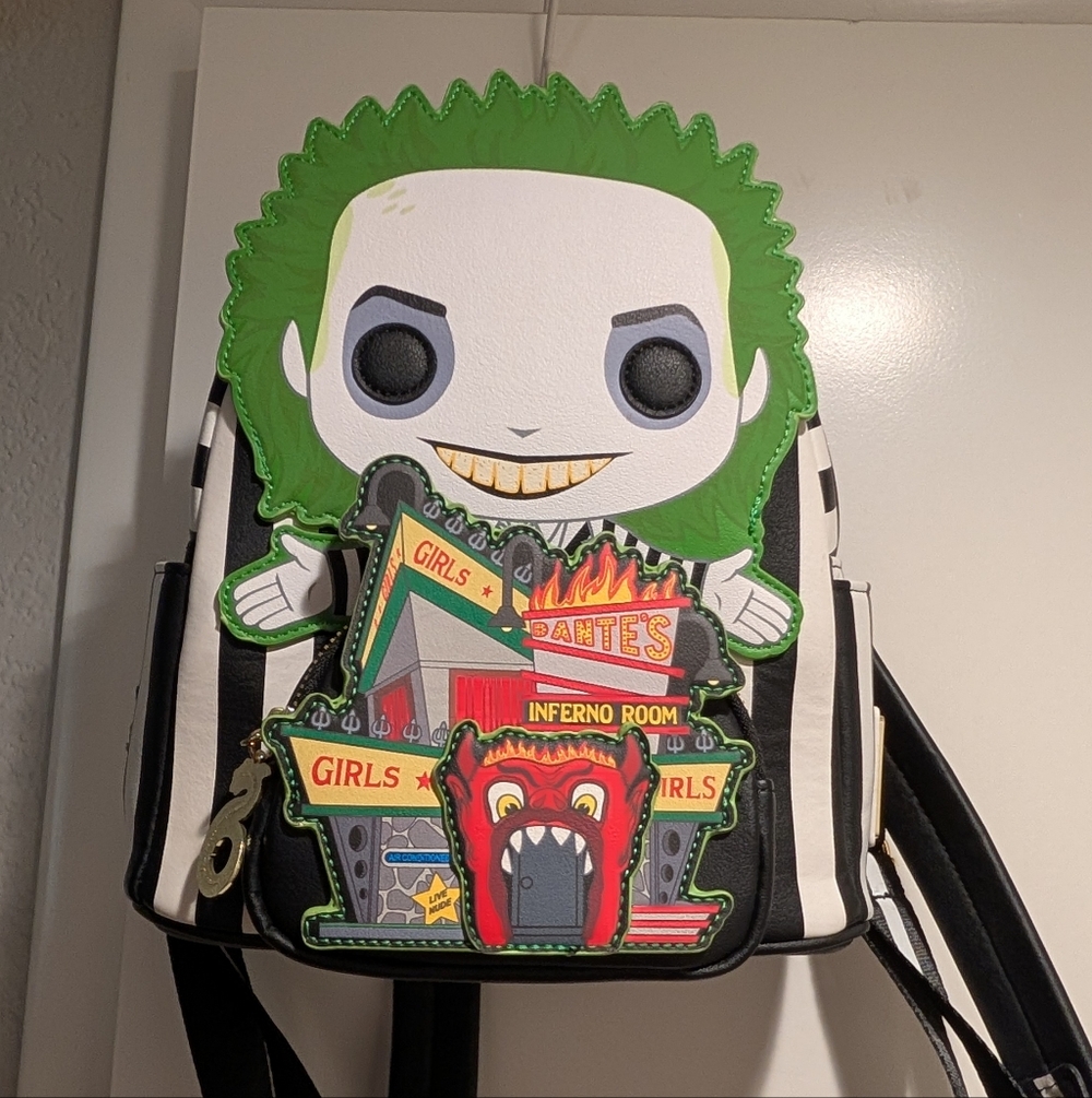 Beetlejuice Icon Mini Backpack in Green & Black Glows In dark!